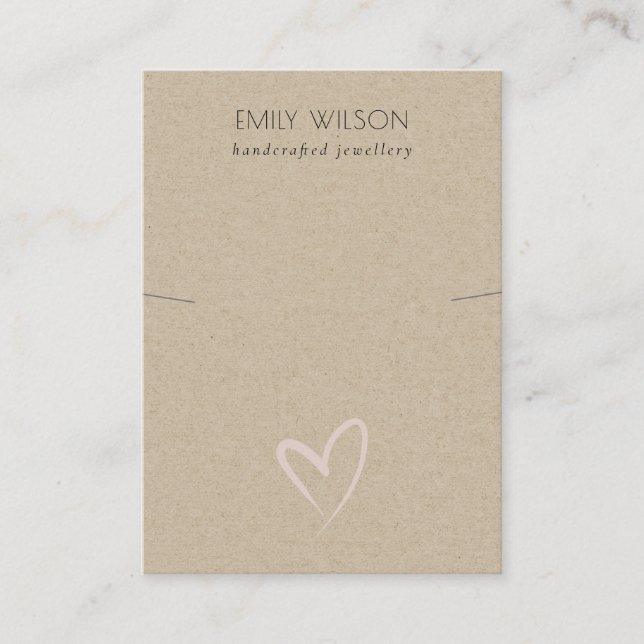 Carte De Visite Écran simple Kraft Blush Heart (Devant)