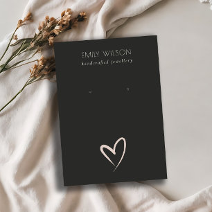 Carte De Visite Écran simple Noir Noir Broussissant Coeur Écran