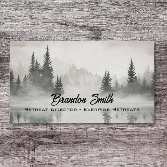 Carte De Visite Écrasement rustique de l'aquarelle de la forêt bru (Créateur téléchargé)
