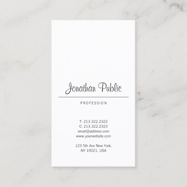 Carte De Visite Écriture Calligraphiée Élégante Tendance Élégante  (Devant)