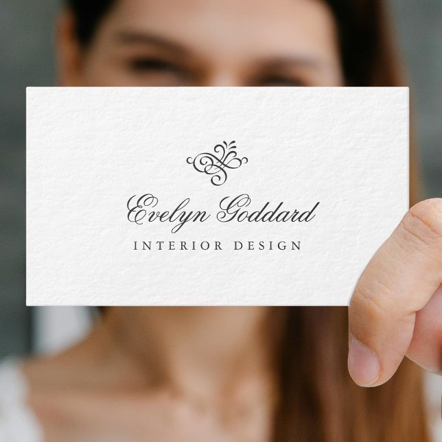 Carte De Visite Écriture Calligraphique Élégante avec Enjolivure P (Créateur téléchargé)