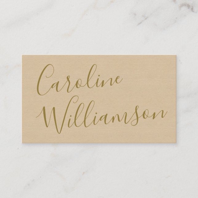 Carte De Visite Écriture Chic Calligraphie Élégante Texturée Taupe (Devant)