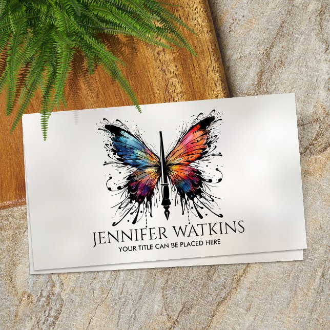 Carte De Visite Écriture Créative - Papillon au stylo encre founta (Créateur téléchargé)