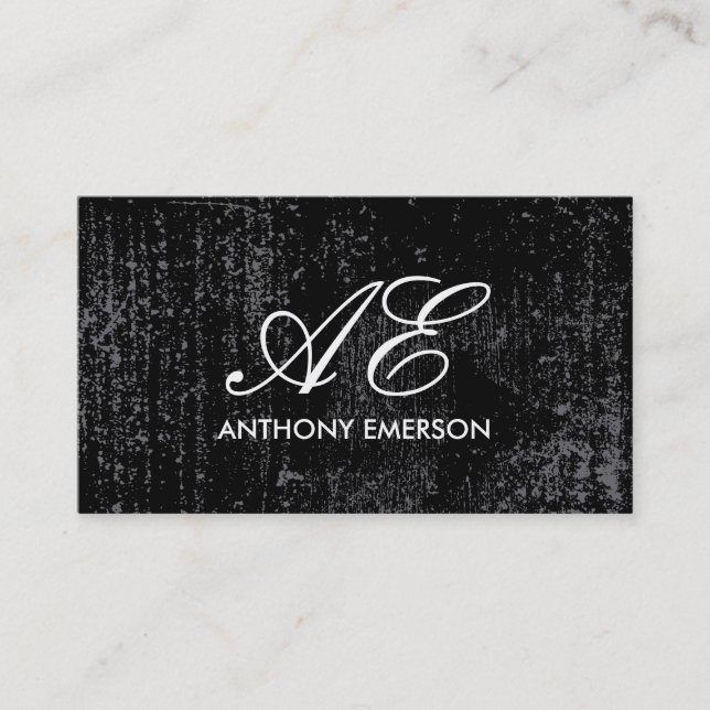Carte De Visite Écriture élégante de monogramme grunge (Devant)