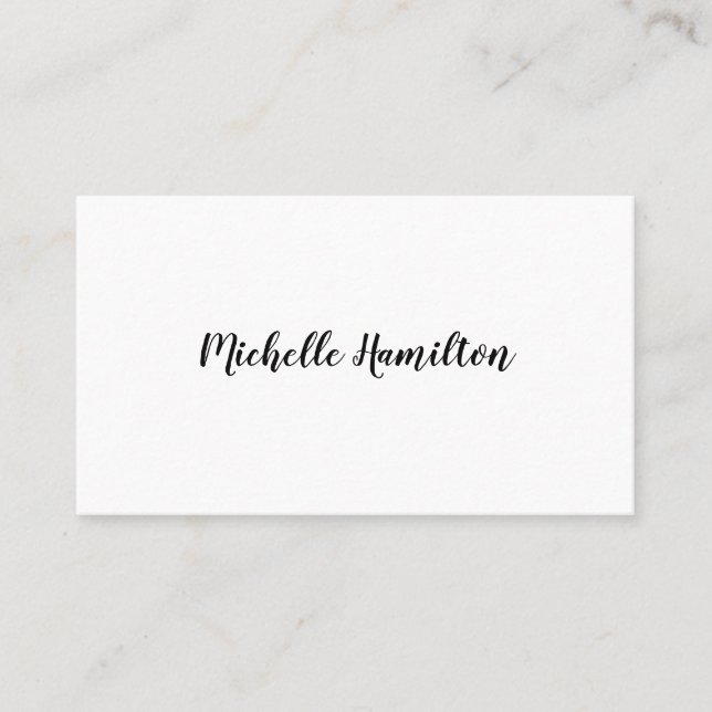 Carte De Visite Écriture élégante simple noir et blanc (Devant)
