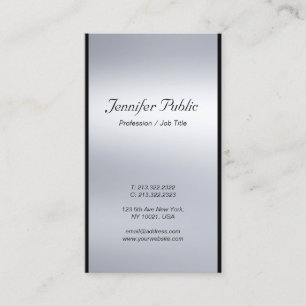 Carte De Visite Écriture italique moderne sophistiquée Luxe Argent