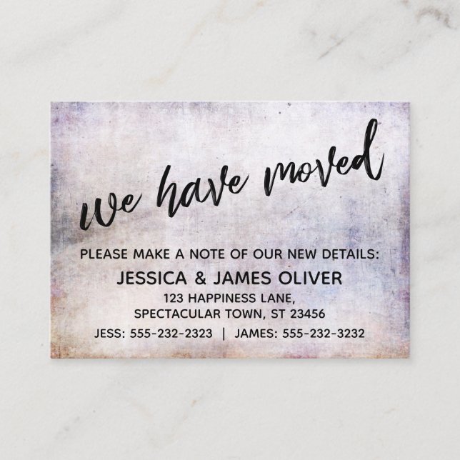 Carte De Visite Écriture manuscrite décontractée Nous avons déplac (Devant)