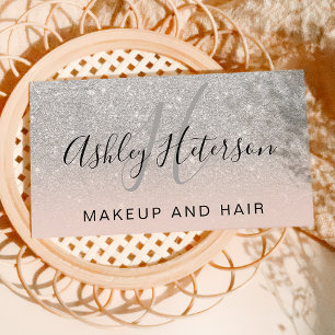 Carte De Visite Écriture maquillage monogramme argent parties scin