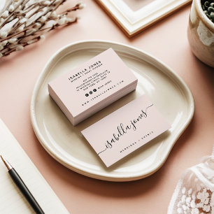 Carte De Visite Écriture minimaliste de luxe professionnelle rose 