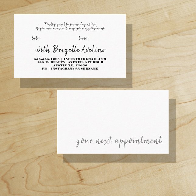 Carte De Visite Écriture Moderne Gras Élégant | Votre Prochain Ren ("Everyday is abundantly beautiful." 
Sincerely Best Wishes from Lucky Design World)