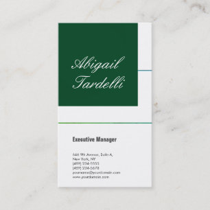 Carte De Visite Écriture professionnelle minimaliste blanche verte