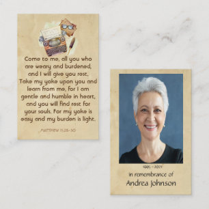 Carte De Visite Écrivain de prière photo Memorial Écrire