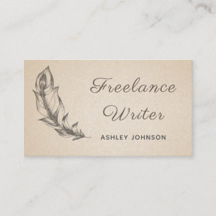 Carte De Visite Ecrivain Freelance Sketch Feather Script moderne B