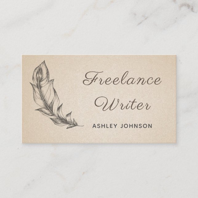 Carte De Visite Ecrivain Freelance Sketch Feather Script moderne B (Devant)