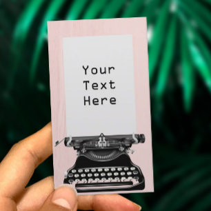 Carte De Visite Écrivain Vintage Machine à écrire Élégant rose pâl