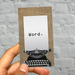 Carte De Visite Écrivain Vintage vieux scripts et machine à écrire