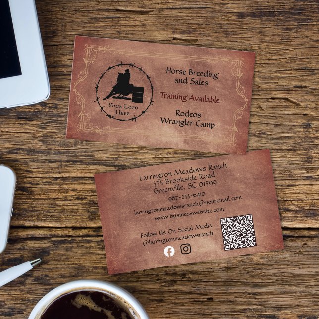 Carte De Visite Écurie Western Votre Code QR Logo (Créateur téléchargé)