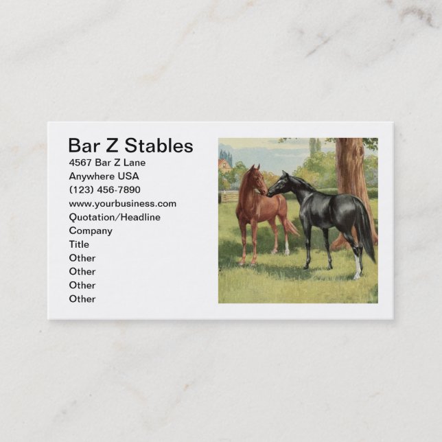 Carte De Visite Écuries d'équitation équestres d'image vintage de (Devant)