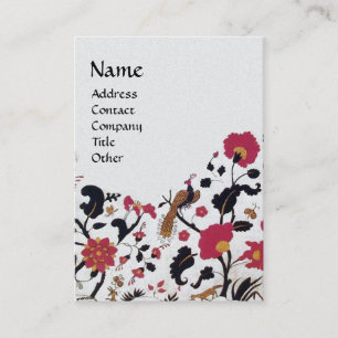 Carte De Visite EDEN, JARDIN BLANC Rouge Noir Blanc Floral Pearl