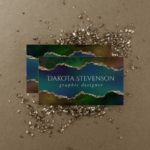 Carte De Visite Edgy Agate   Sombre Moody Jewel Tone Mystic Turquo