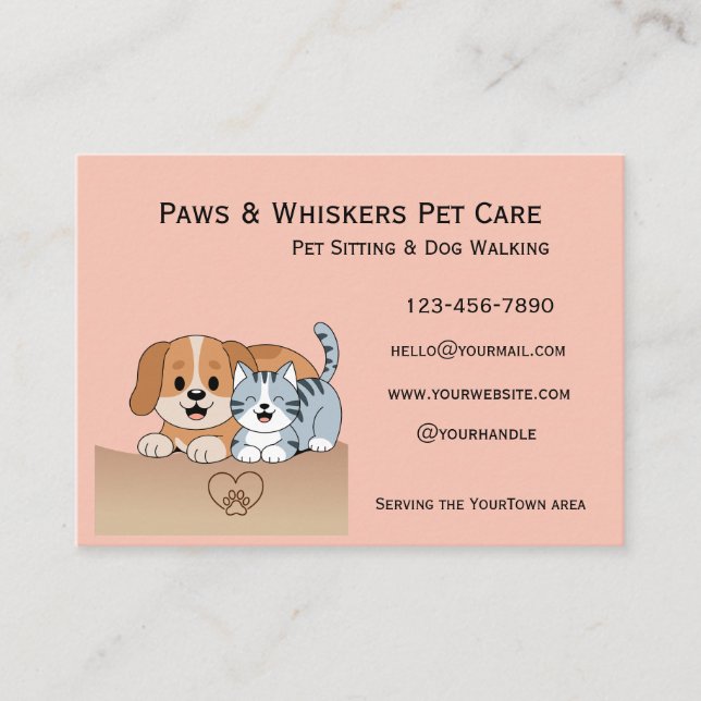 Carte De Visite Editable Pet Sitting and Dog Walking Business Card (Devant)