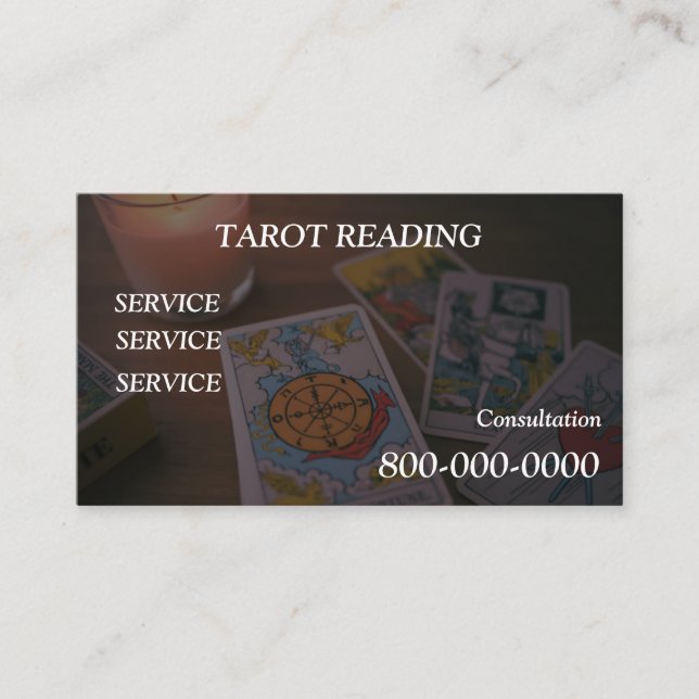 Carte De Visite Editable, Service de lecture de carte, Tarot, Magi (Devant)