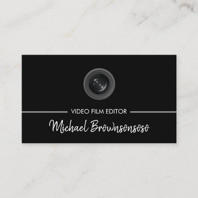Carte De Visite Éditeur vidéo réalisateur Black Movie Reel Logo (Devant)