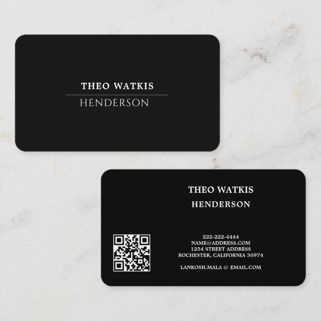 Carte De Visite Édition code qr noir blanc (Devant / Derrière)
