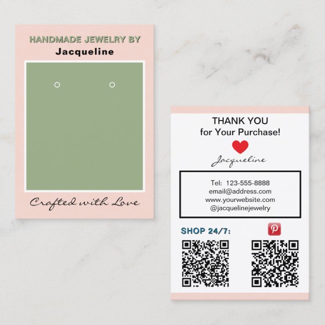 Carte De Visite Édition de codes QR pour les boucles d'oreilles Bl (Devant / Derrière)
