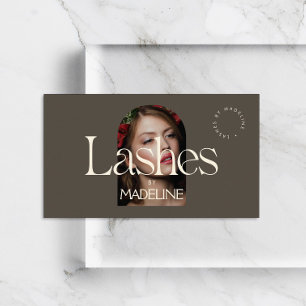 Carte De Visite Éditorial Chic Texte Lashes Ivory/Brown