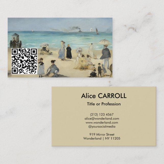 Carte De Visite Edouard Manet - Sur la plage, Boulogne - Code QR (Devant / Derrière)