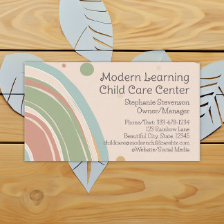 Carte De Visite Éducation pour enfants Garderie Crèche Arc-en-ciel