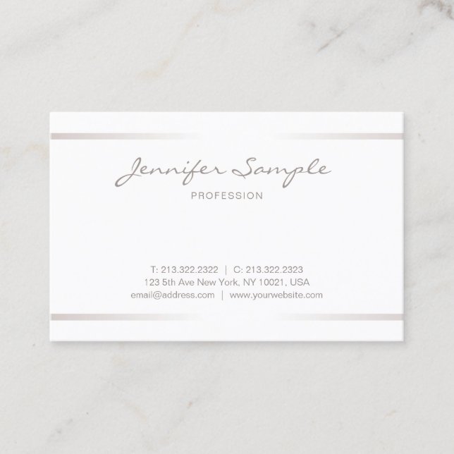 Carte De Visite Effet argenté simple moderne élégant professionnel (Devant)