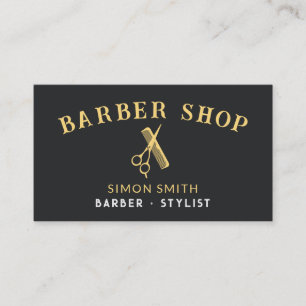 Carte De Visite Effet Barber Gold simple professionnel