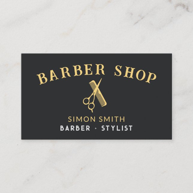 Carte De Visite Effet Barber Gold simple professionnel (Devant)