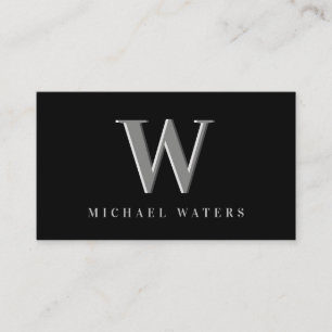 Carte De Visite Effet bossé minimaliste du logo monogramme en arg
