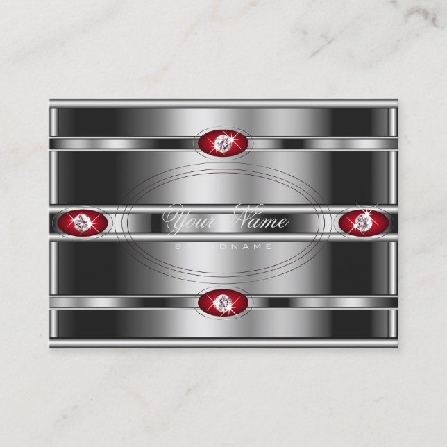 Carte De Visite Effet d'argent et couleurs de dégradé rouge (Devant)