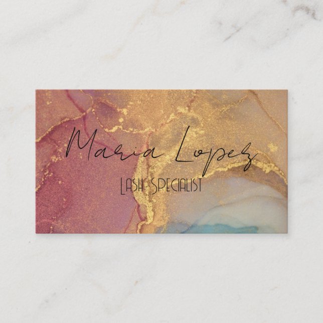 CARTE DE VISITE EFFET MARBRE CHIC PARTIES SCINTILLANT BLANCHE (Devant)