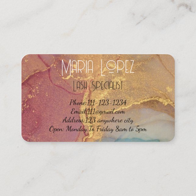 CARTE DE VISITE EFFET MARBRE CHIC PARTIES SCINTILLANT BLANCHE (Dos)