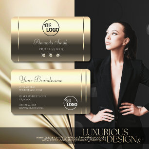 Carte De Visite Effet or brillant Diamants étincelants avec logo