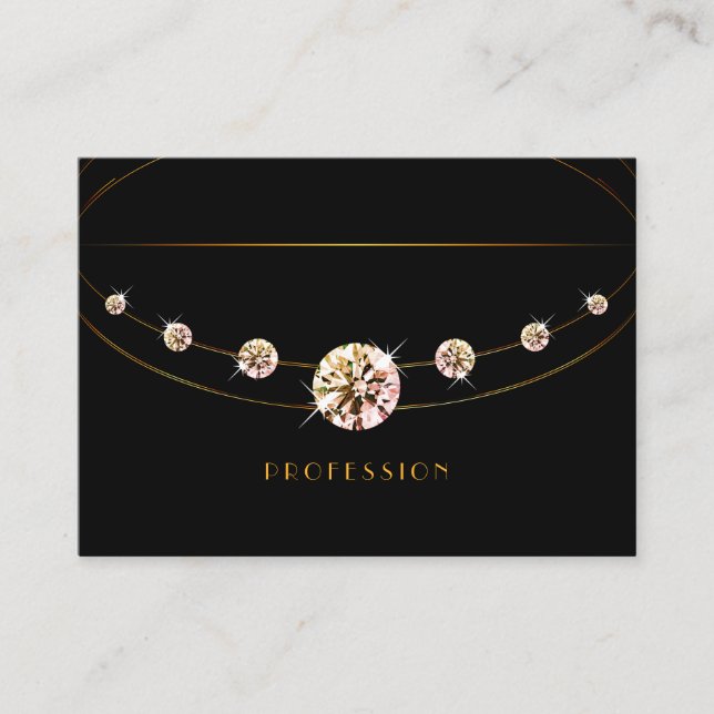 Carte De Visite Effet or brillant Noir avec diamants étincelants (Devant)