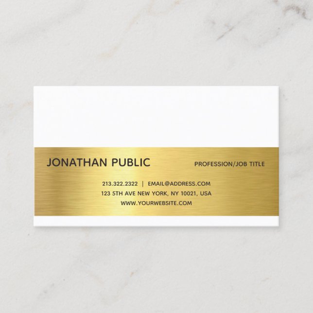 Carte De Visite Effet Or Élégant Moderne Professionnel Simple Luxe (Devant)