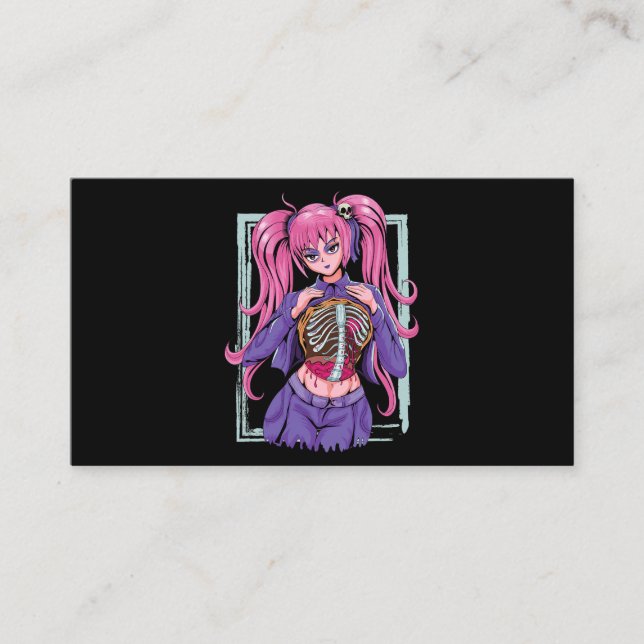 Carte De Visite Éffrayant Anime Girl Waifu Halloween Pastel Goth O (Devant)