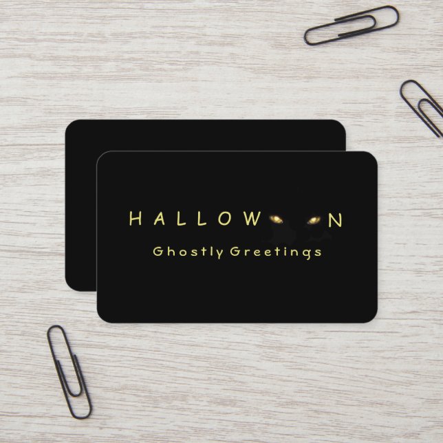 Carte de visite éffrayant Halloween Cat Eyes (Devant/Arrière en situation)