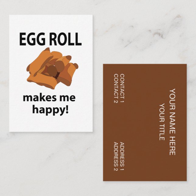 Carte De Visite Egg Roll Me Rend Heureux Egg Roll (Devant / Derrière)