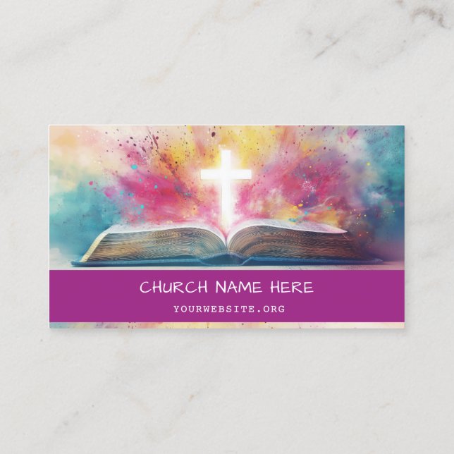 Carte De Visite Église Biblique Violet Clair (Dos)
