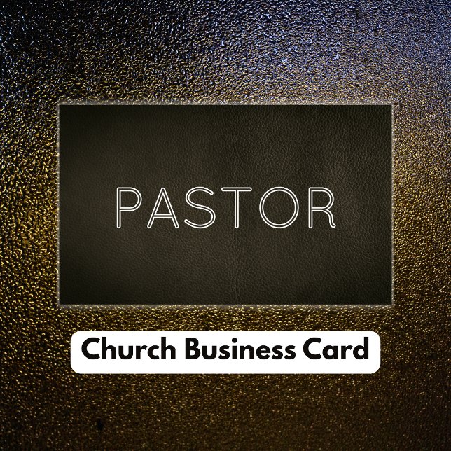 Carte De Visite Église moderne Grunge en cuir noir (Modern Grunge Black Leather Church Business Card)