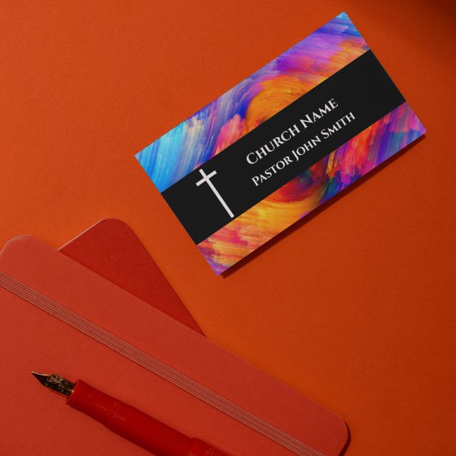 Carte De Visite Église Pasteur Abstrait Ciel Orange Chrétien (Church Pastor Abstract Orange Sky Christian Business Card)