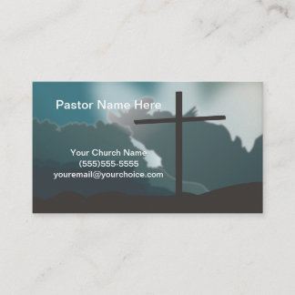 Carte De Visite Église pastorale avec Croix