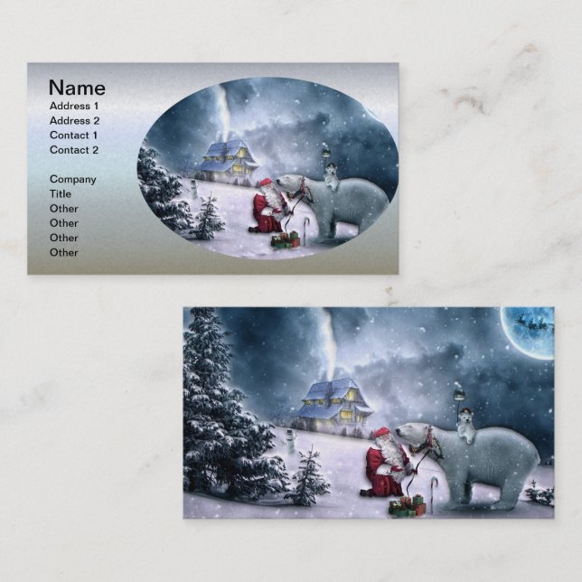 Carte De Visite Église Santa Claus et Polar Bear (Devant / Derrière)